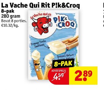 Kruidvat La vache qui rit P!k&croq 8-pak 280gram aanbieding