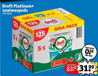 Kruidvat Dreft platinum + vaatwaspods 125 stuks aanbieding