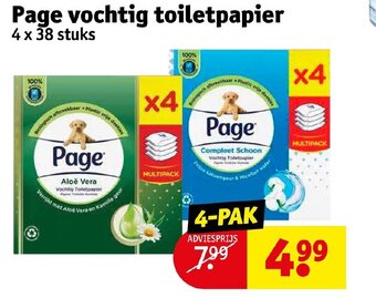 Kruidvat Page vochtig toiletpapier 4 x 38 stuks aanbieding