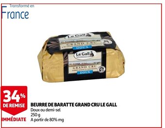 Auchan Beurre de baratte grand cru le gall 250g aanbieding