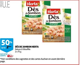 Auchan Des de jambon herta 2 x 75g aanbieding