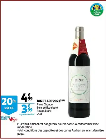 Pierre Chanau sans sulfite ajoute buzet aop 2021 rouge, blanc 75 cl