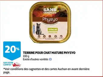 Auchan Physyo terrine pour chat mature 100 g aanbieding
