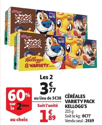 Auchan cereales variety pack kellogg's aanbieding