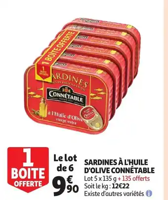 Auchan sardines a l'huile d'olive connetable aanbieding