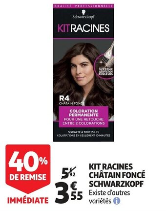 Auchan Kit racines chatain fonce schwarzkopf aanbieding