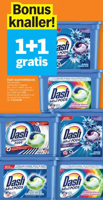 Albert Heijn Dash wasmiddelpods 2 dozen van 15 wasbeurten aanbieding
