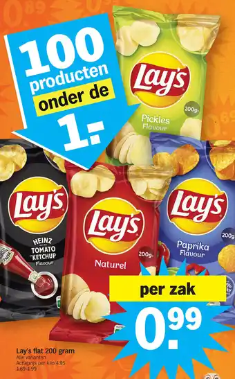 Albert Heijn Lay's flat 200 gram per zak aanbieding