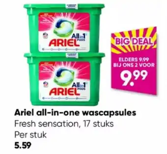 Big Bazar Ariel all-in-one wascapsules fresh sensation, 17 stuks aanbieding