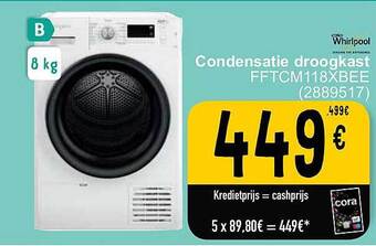 Cora Whirlpool condensatie droogkast aanbieding