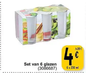 Cora Set van 6 glazen aanbieding