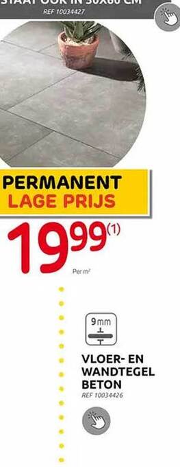 Brico Vloer en wandtegel beton aanbieding