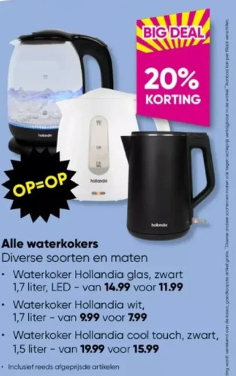 Big Bazar Alle waterkokers aanbieding