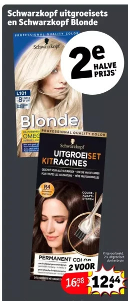 Kruidvat Schwarzkopf uitgroeisets en schwarzkopf blonde aanbieding