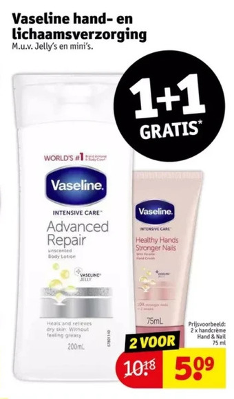 Kruidvat Vaseline hand- en lichaamsverzorging aanbieding