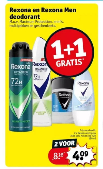 Kruidvat Rexona en rexona men deodorant aanbieding