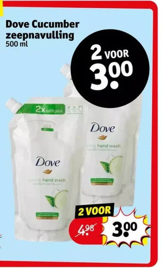 Kruidvat Dove cucumber zeepnavulling 500 ml aanbieding