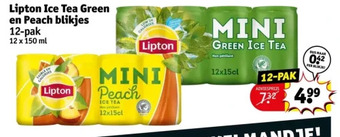 Kruidvat Lipton ice tea green en peach blikjes aanbieding