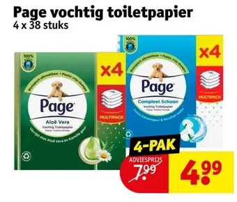 Kruidvat Page vochtig toiletpapier 4x 38 stuks aanbieding