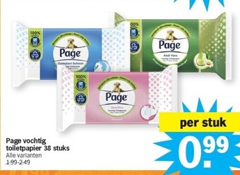 Albert Heijn Page vochtig toiletpapier 38 stuks aanbieding