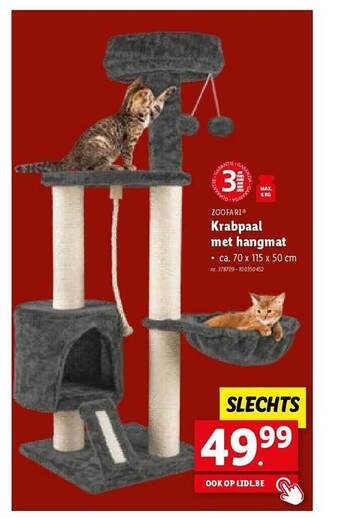 Lidl Zoofari krabpaal met hangmat aanbieding