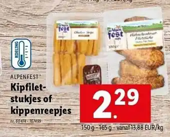Lidl Kipfilet stukjes of kippenreepjes aanbieding