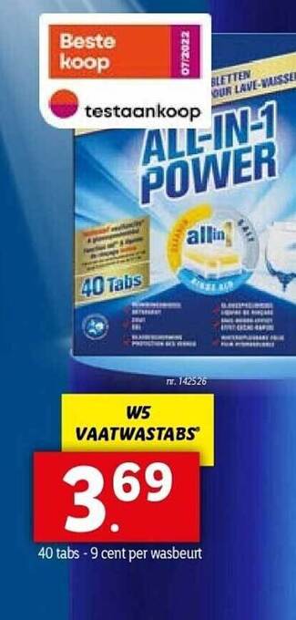 Lidl W5 vaatwastabs aanbieding