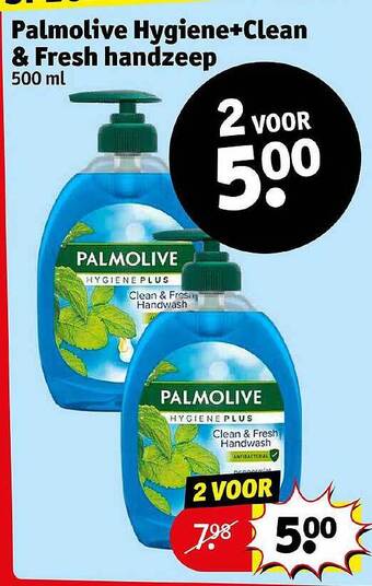 Kruidvat Palmolive hygiene+clean & fresh handzeep aanbieding