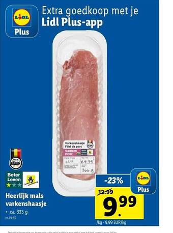 Lidl Heerlijk mals varkenshaasje aanbieding