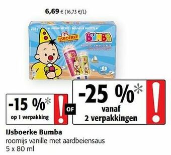 Colruyt Ijsboerke bumba roomijs vanille met aardbeiensaus aanbieding