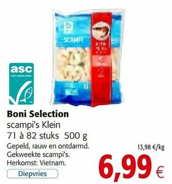 Colruyt Boni selection scampi`s klein aanbieding