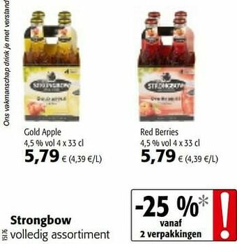 Colruyt Strongbow volledig assortiment aanbieding