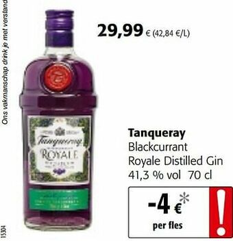 Colruyt Tanqueray blackcurrant royale distilled gin aanbieding