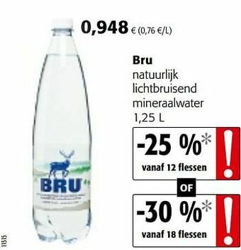 Colruyt Bru natuurlijk lichtbruisend mineraalwater aanbieding