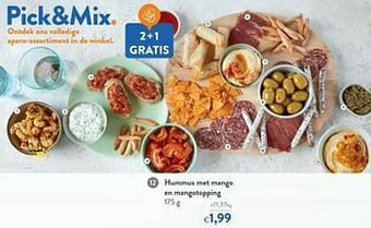 Hummus met mango en mangotopping