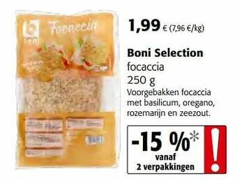 Colruyt Boni selection focaccia aanbieding