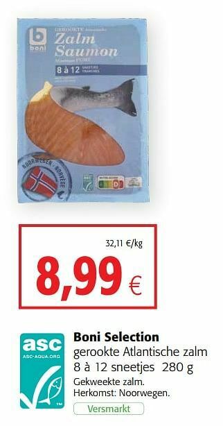 Colruyt Boni selection gerookte atlantische zalm aanbieding