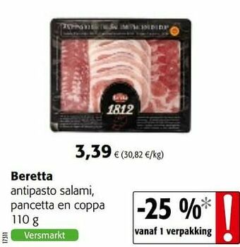 Colruyt Beretta antipasto salami, pancetta en coppa aanbieding