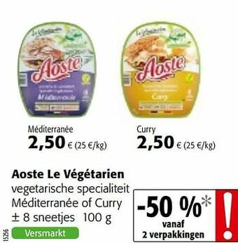 Colruyt Aoste le végétarien vegetarische specialiteit méditerranée of curry aanbieding