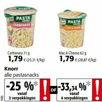 Colruyt Knorr alle pastasnacks aanbieding