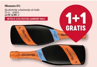 Mionetto 0% alcoholvrije schuimwijn uit italië 75 cl