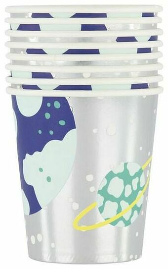 HEMA HEMA Papieren Bekers 220 Ml - Zilver - 8 Stuks aanbieding