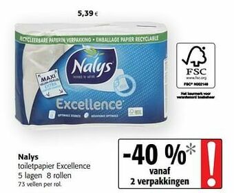 Colruyt Nalys toiletpapier excellence aanbieding