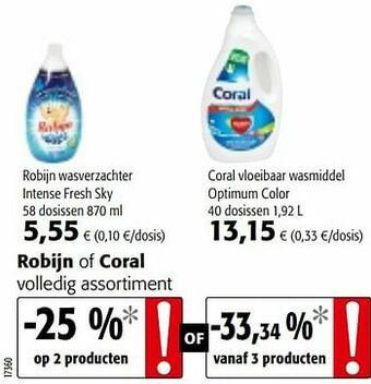 Colruyt Robijn wasverzachter intense fresh sky aanbieding