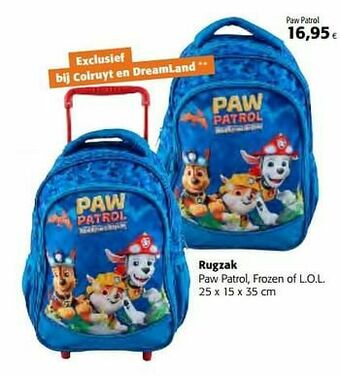 Colruyt Rugzak paw patrol aanbieding