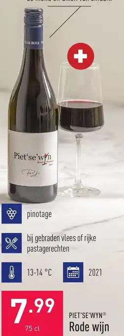ALDI Piet'Se'Wyn Rode Wijn 75cl aanbieding