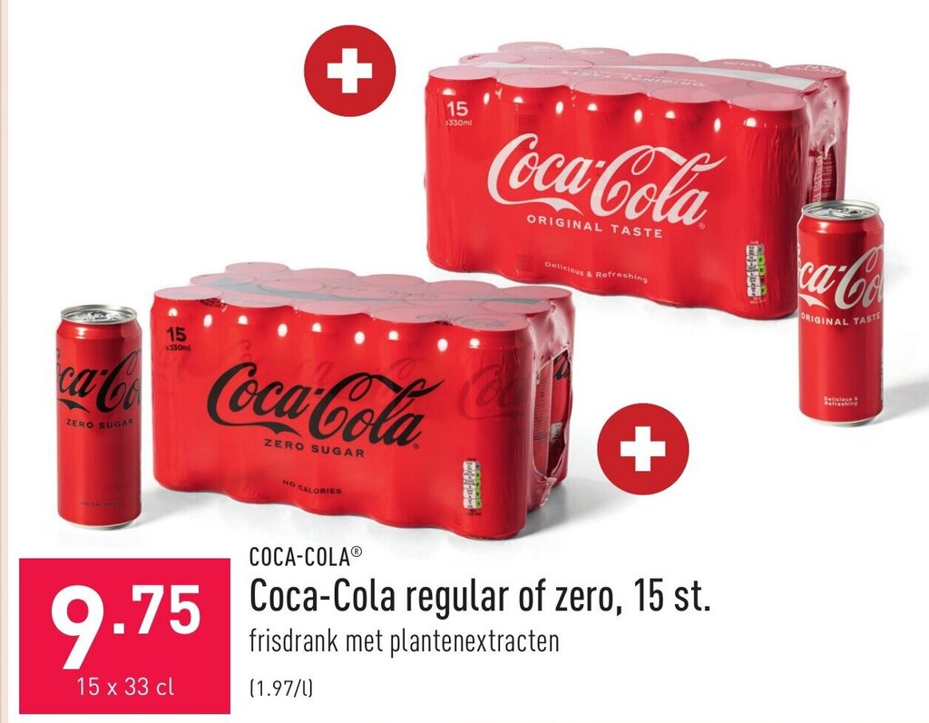 CocaCola Regular of Zero 15st x 33cl promotie bij ALDI