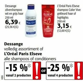 Colruyt Dessange zilvershampoo wit en grijs haar aanbieding