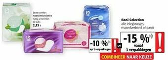 Colruyt Boni selection secret comfort maandverband extra matig urineverlies aanbieding
