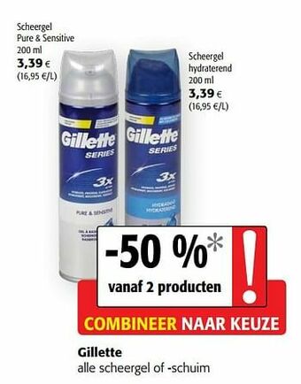 Colruyt Gillette alle scheergel of -schuim aanbieding